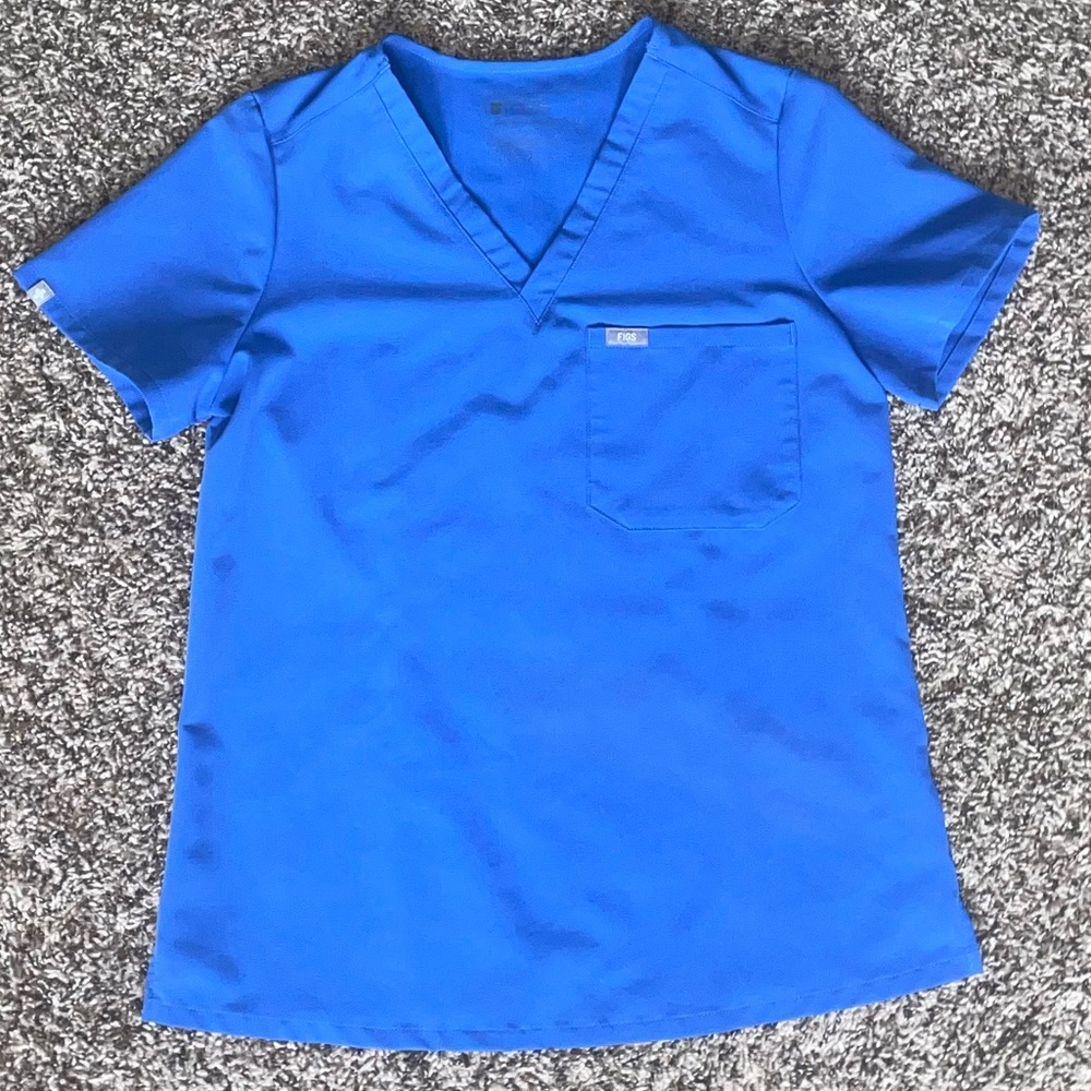 Figs Catarina scrub top: small, denim